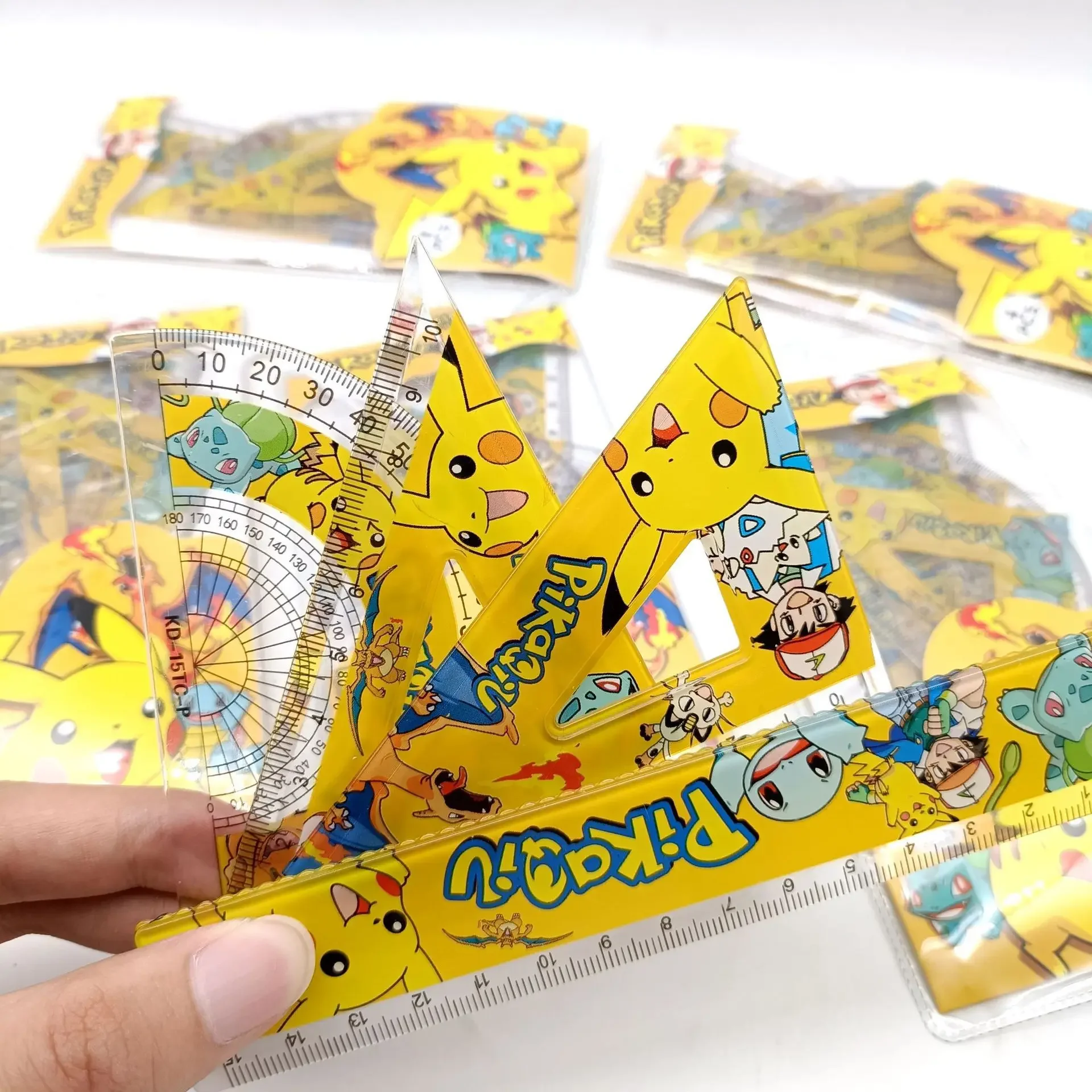 cartoon-cute-pikachu-set-4-piece-ruler-animation-straight-triangle-ruler-measurement-tools-school-stationery-supplies-office