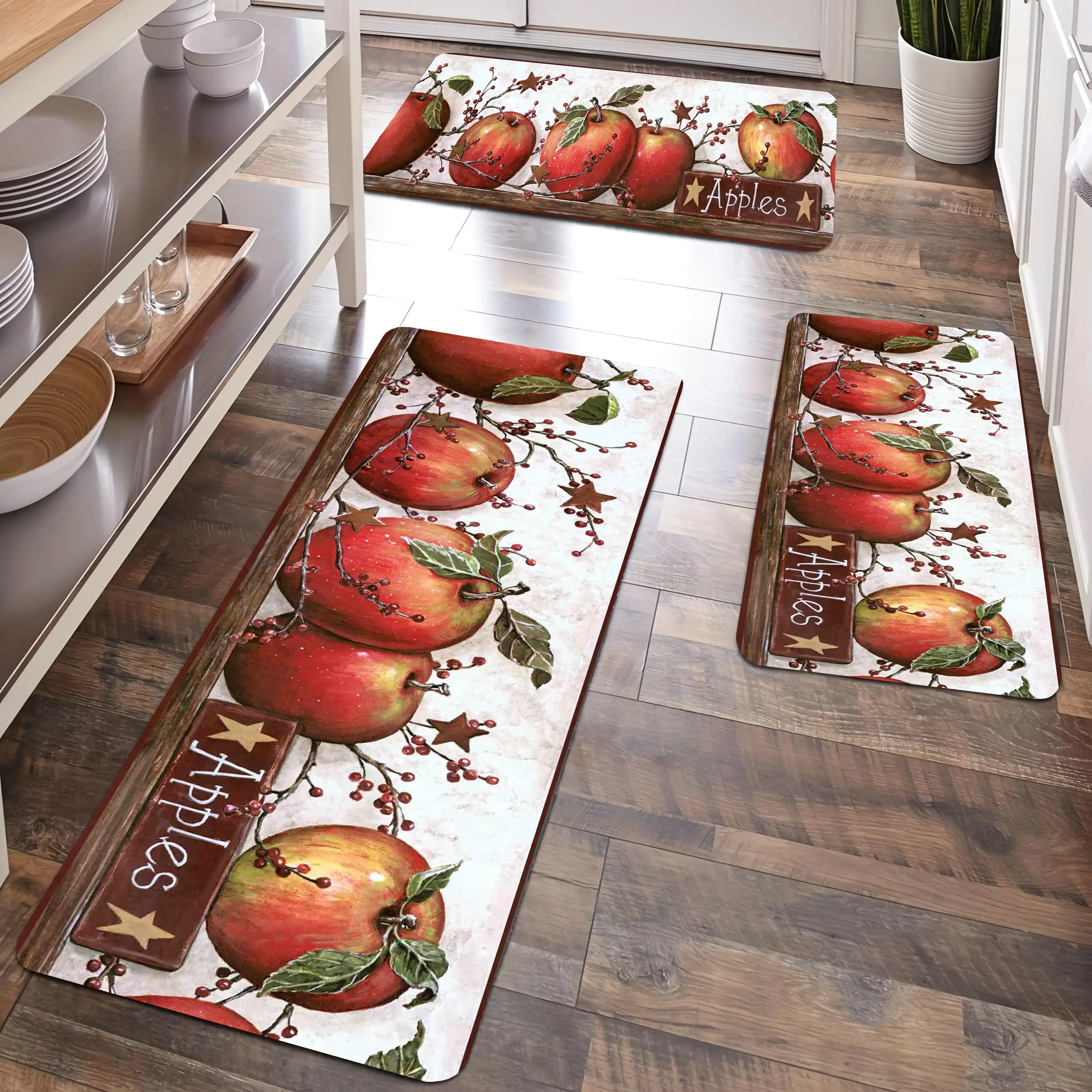 

Apple Painting Design Kitchen Carpet Flannel Anti-slip Bathroom accessories for Living Room Doormat Entrance Foot mat Home Decor