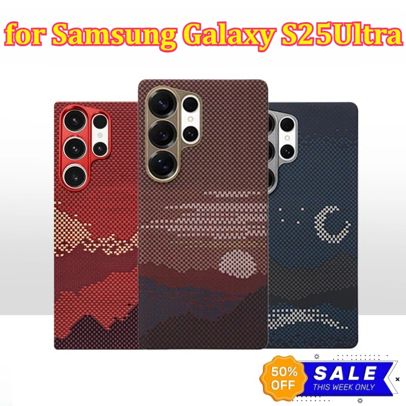 Magnetic Aramid Fiber Cover for Samsung Galaxy S25Ultra Aramid Case 600d Carbon Fiber Thin Hard Cover Magnetic
