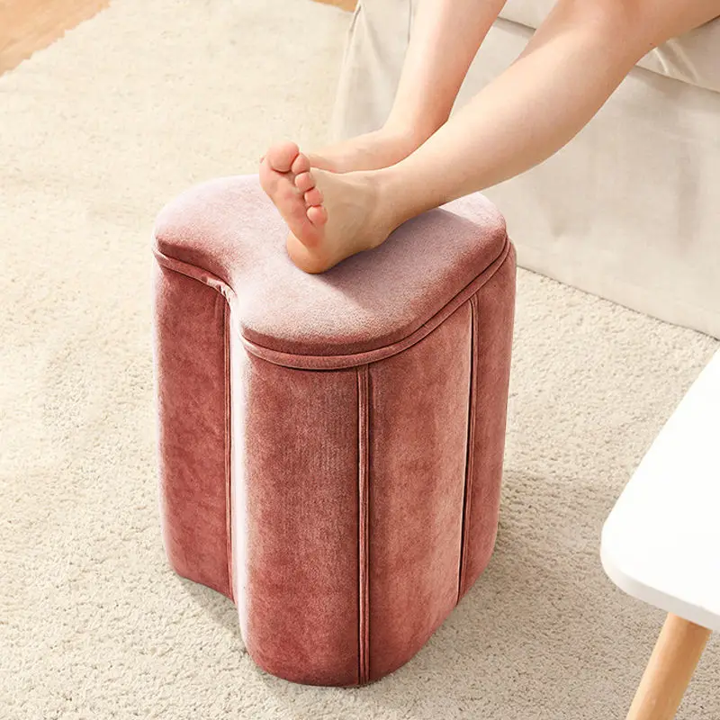 Fashionable Low Stool Changing Shoe Stool Fabric Sofa Stool Dressing Stool Makeup Stool Solid Wood Stool Modern Furniture