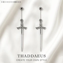 Earrings Richly Ornamented Sword Europe Fine Jewelry For Women Men Summer Brand New Sterling Silver 925 Fantasy Gift