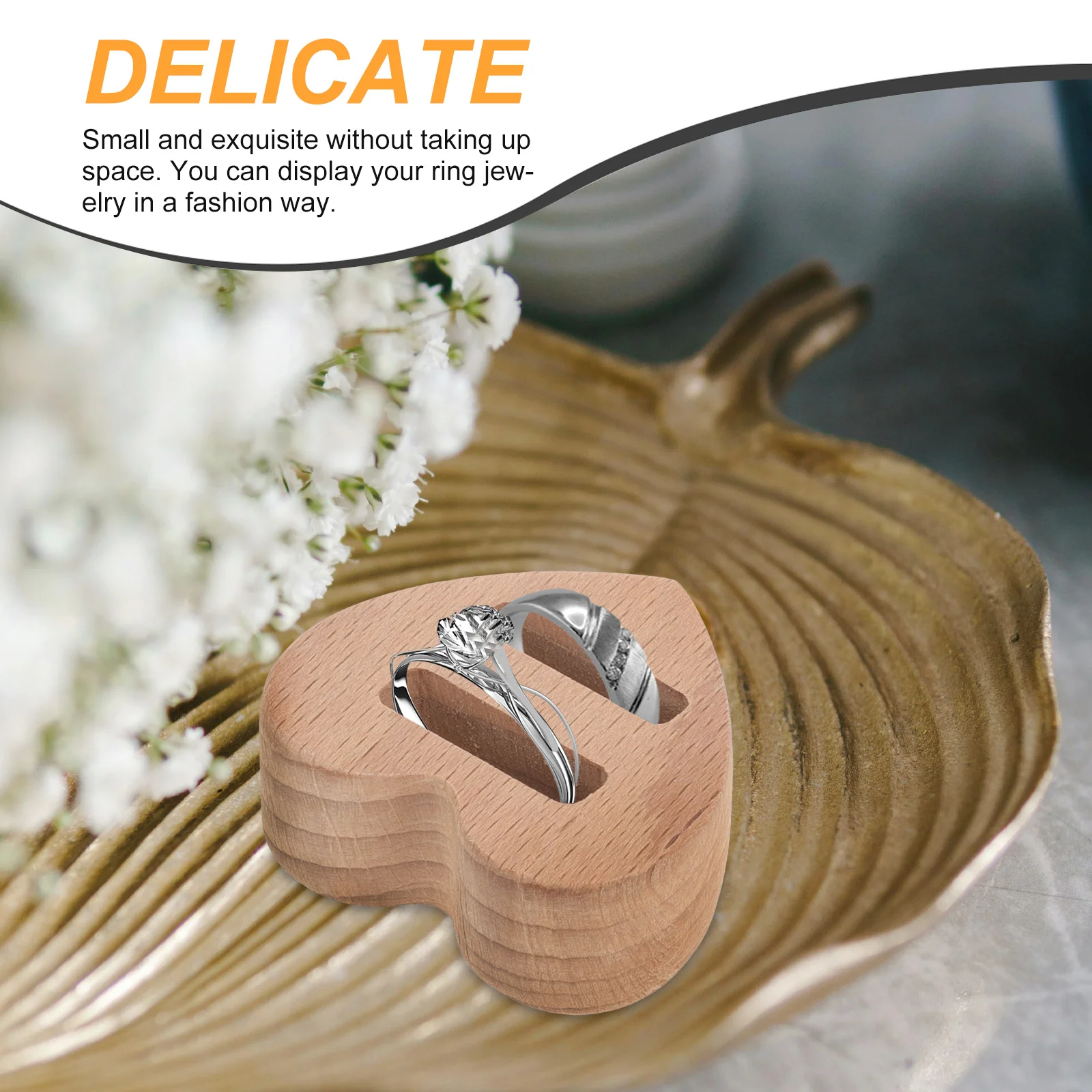 2pcs Ring Display Stand Heart Shape Wooden Holder For Jewelry Showcase Counter Storage Organizer Portable Desktop Rack