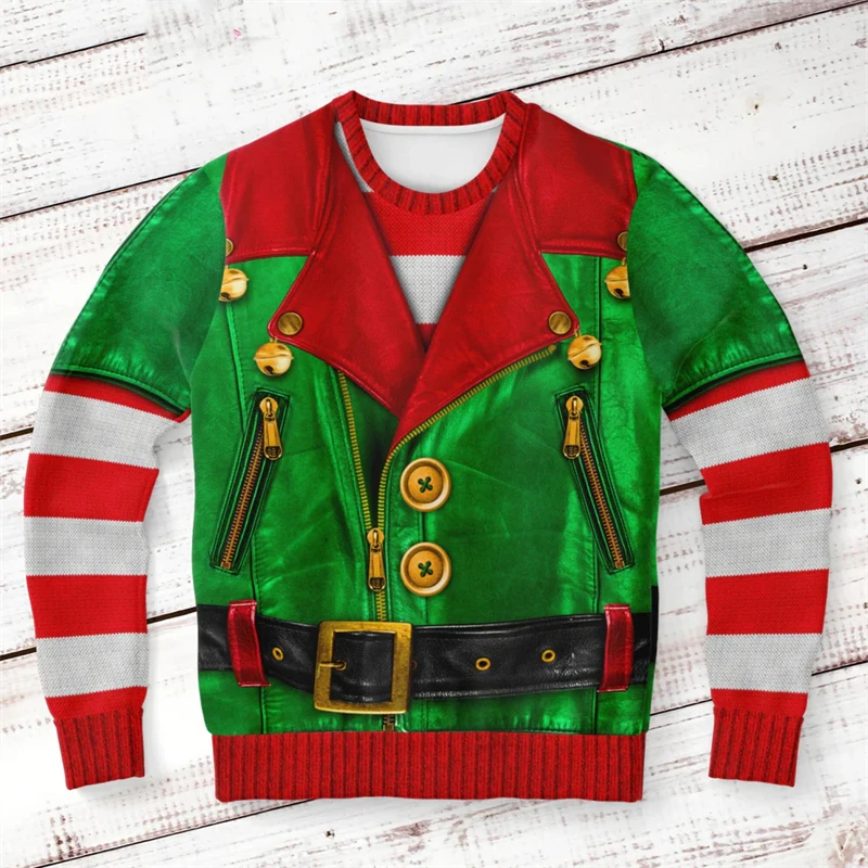 3d impresso falso terno colete feio moletom sino de natal bolo padrão pulôver moletom legal motocicleta papai noel hoodie pop