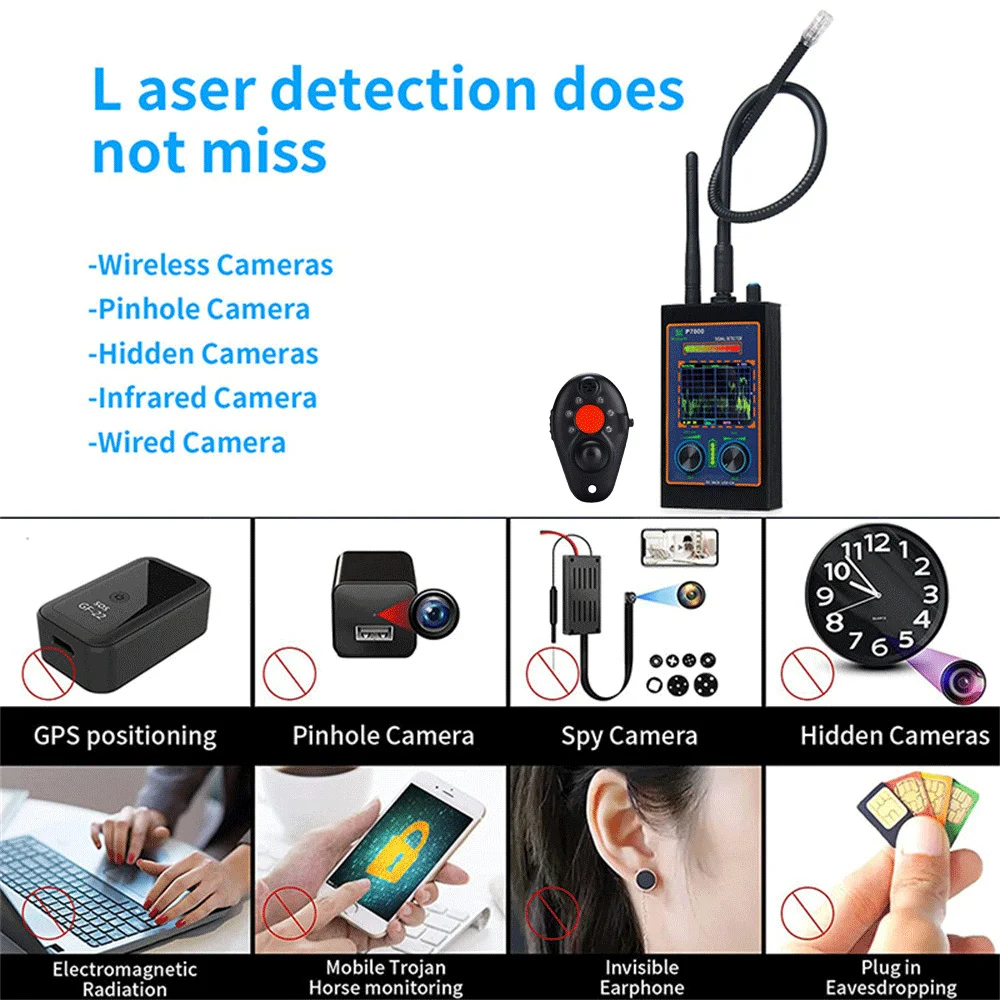 Profession Detector Wireless RF Signal Finder Bug Anti Tracking Strong Magnetic Detect GSM Audio GPS IR Camera Detection Scanner