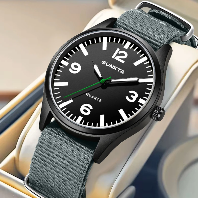

SUNKTA LIGE New Sports Watch For Men Fashion Nylon Strap Waterproof Luminous Men Watch Casual Business Men's Quartz Wristwatches