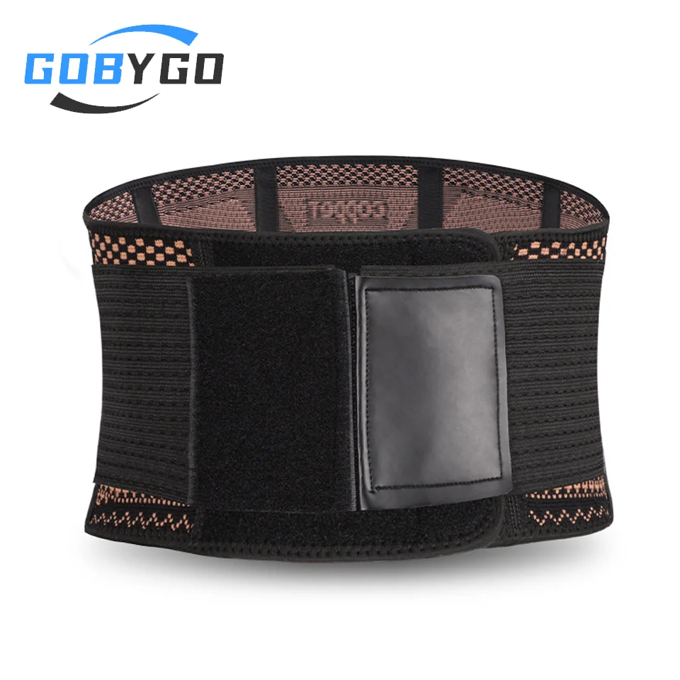 GOBYGO Adjustable Copper Waist Brace Compression Belt Fitness Waist Trainer Girdle Pain Relief Lumbar Waist Support Men Women