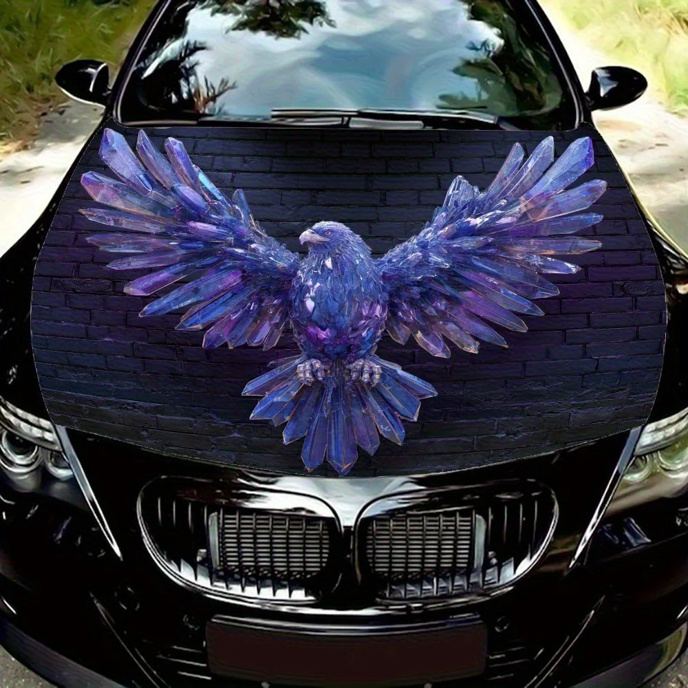 ملصق غطاء محرك السيارة على شكل نسر كريستالي رائع - ملصق لف فينيل PVC متين لمعظم المركبات، هدية مثالية لعشاق السيارات، فيسوا جريئة