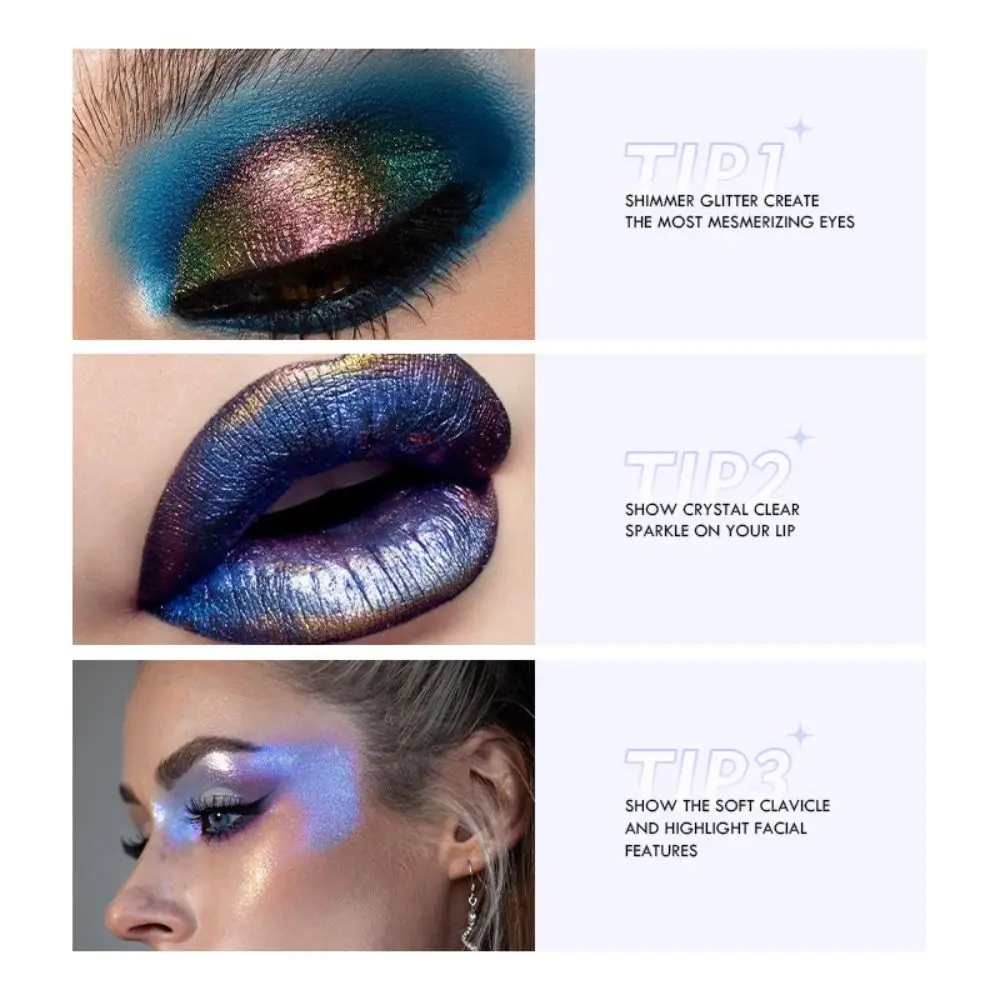 Ombre à barrage scintillante colorée, pigment de peau, eye-liner, document proxy, paillettes pour les yeux, liquide scintillant, fête cosmétique