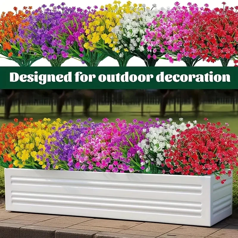 12 Bundles Artificial Flowers,Outdoor UV Resistant Fake Flowers,Premium Oxidation Resistance Artificial Flower