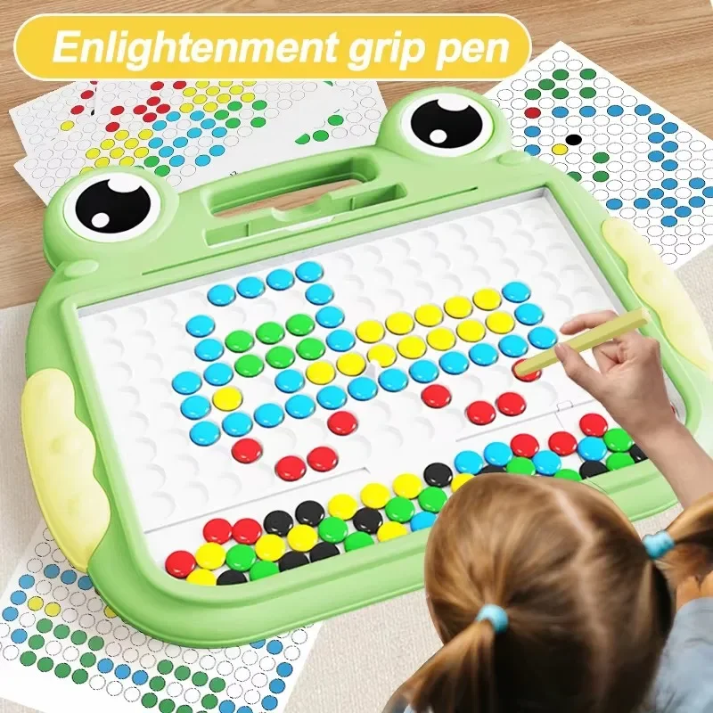 Children Magnetic Drawing Board Toy For Kids Doodle Board with Magnet Beads and Pen Cute Frog Montessori Toys Gift