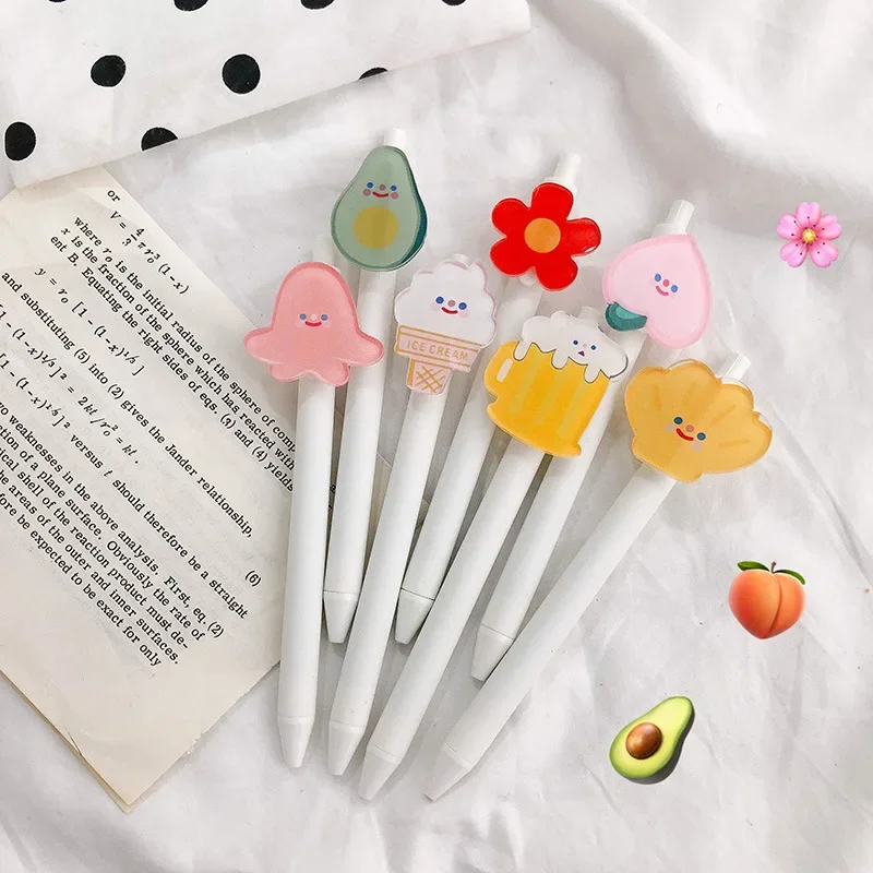 20PCS Butter Cartoon Flower Shell Neutral Pen Black Signature Pen Office Stationery Kawaii School SuppliesGel Pens