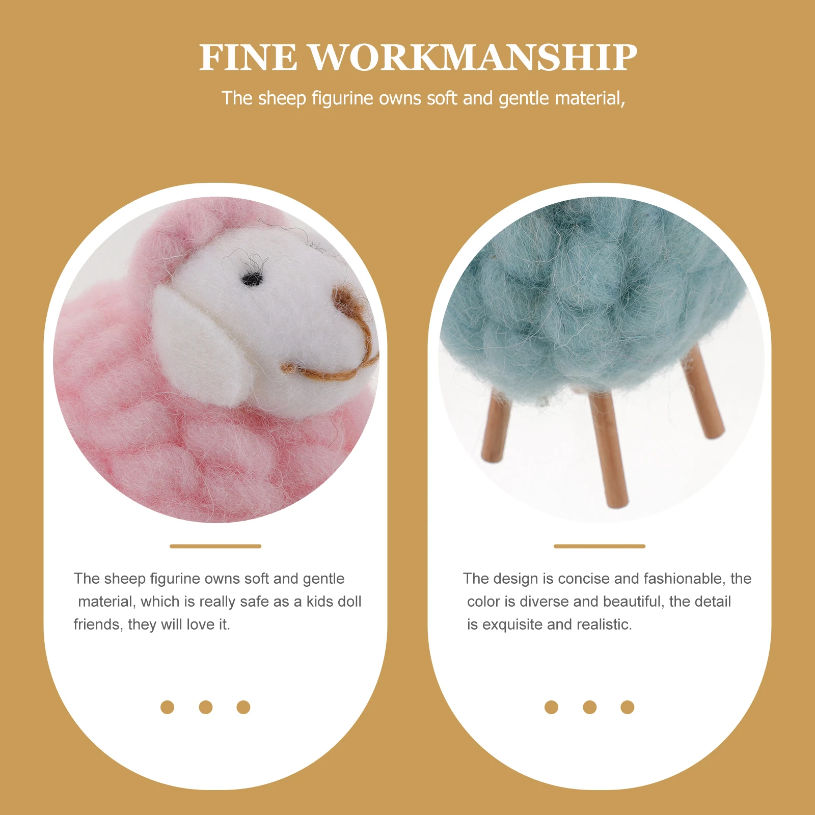 

2 Pcs Wool Felt Sheep Figurines Adorable Cartoon Design Kids Safe Decor Desktop nament Small Felted Wool naments Felt Sheep