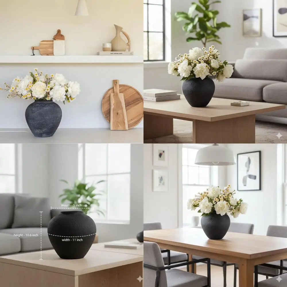 

11 Large Black Round Vase for Floral Arrangements & Modern Farmhouse Decor