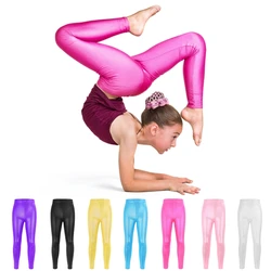 Children Girls Ballet Dance Pants Gymnastic Bright Solid Leggings High Elastic Breathable Tight Leggings Skinny Pants