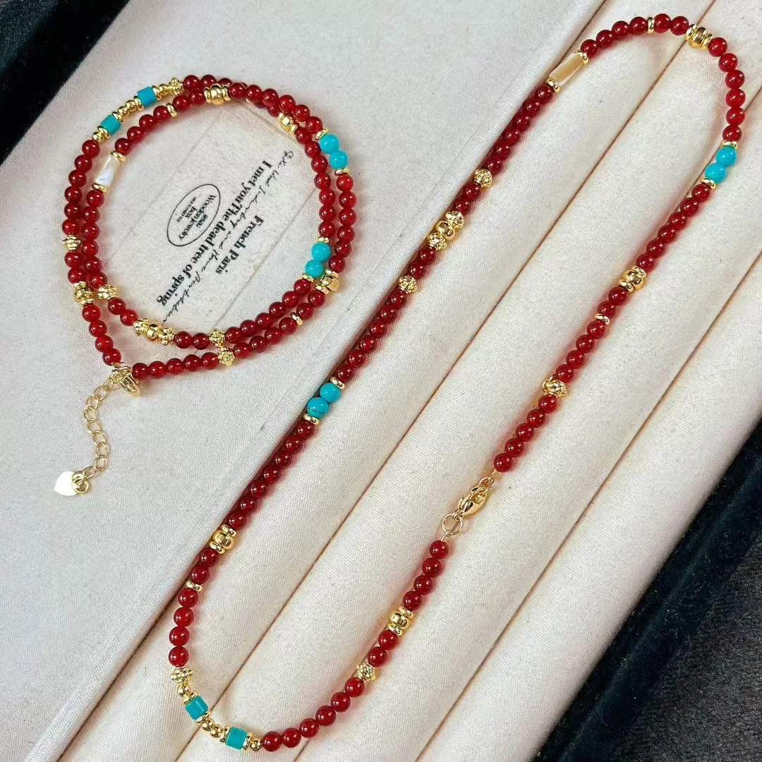 

Новый дизайн, глянцевое высококачественное ожерелье Maillard из натурального халцедонового агата на ключице, свитер-цепочка