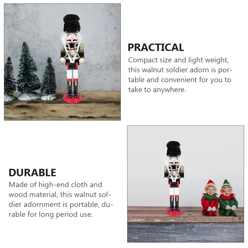 

Christmas Decorations Nutcracker Soldier Ornament Wood Puppet Figure Desktop Cloth Statue The