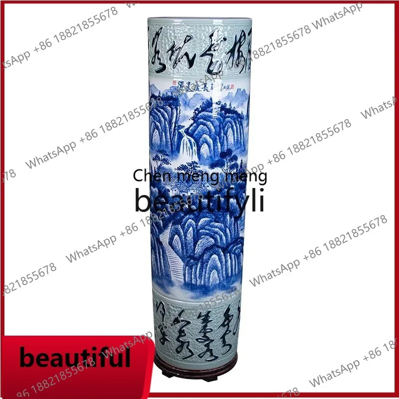High-end hand-painted ceramic vase quiver Jingdezhen living room villa hotel opened floor ornament X