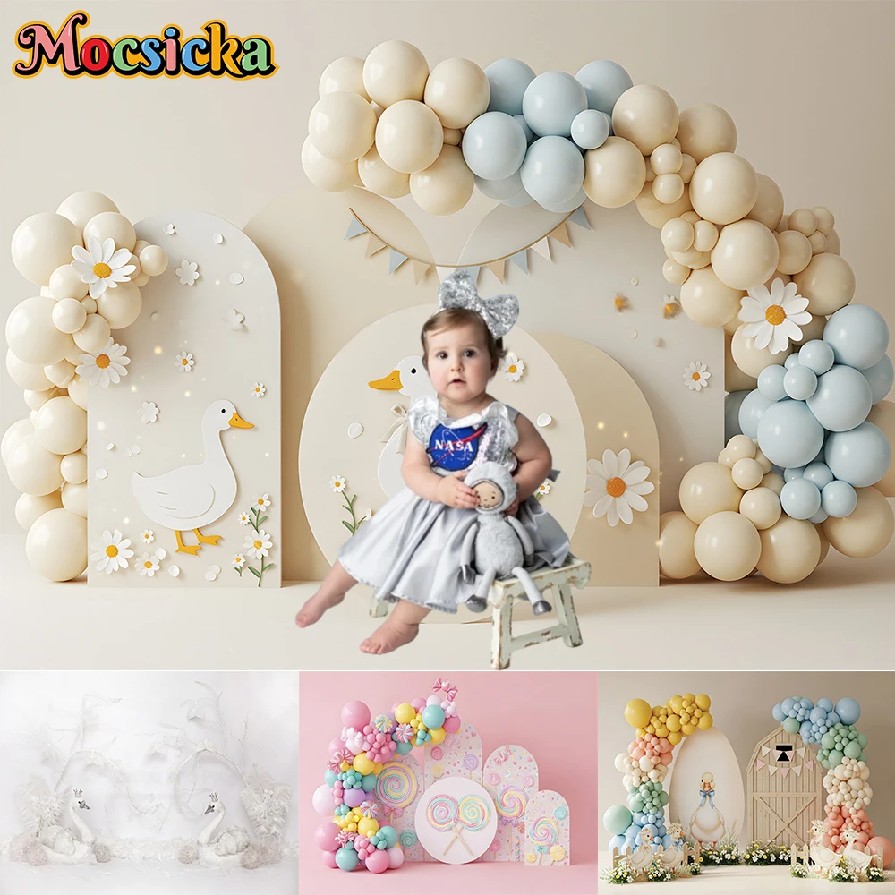 

Mocsicka фон для фотосъемки милая утиная арка воздушный шар украшения для мальчиков и девочек день рождения портретные фоны для фотографий