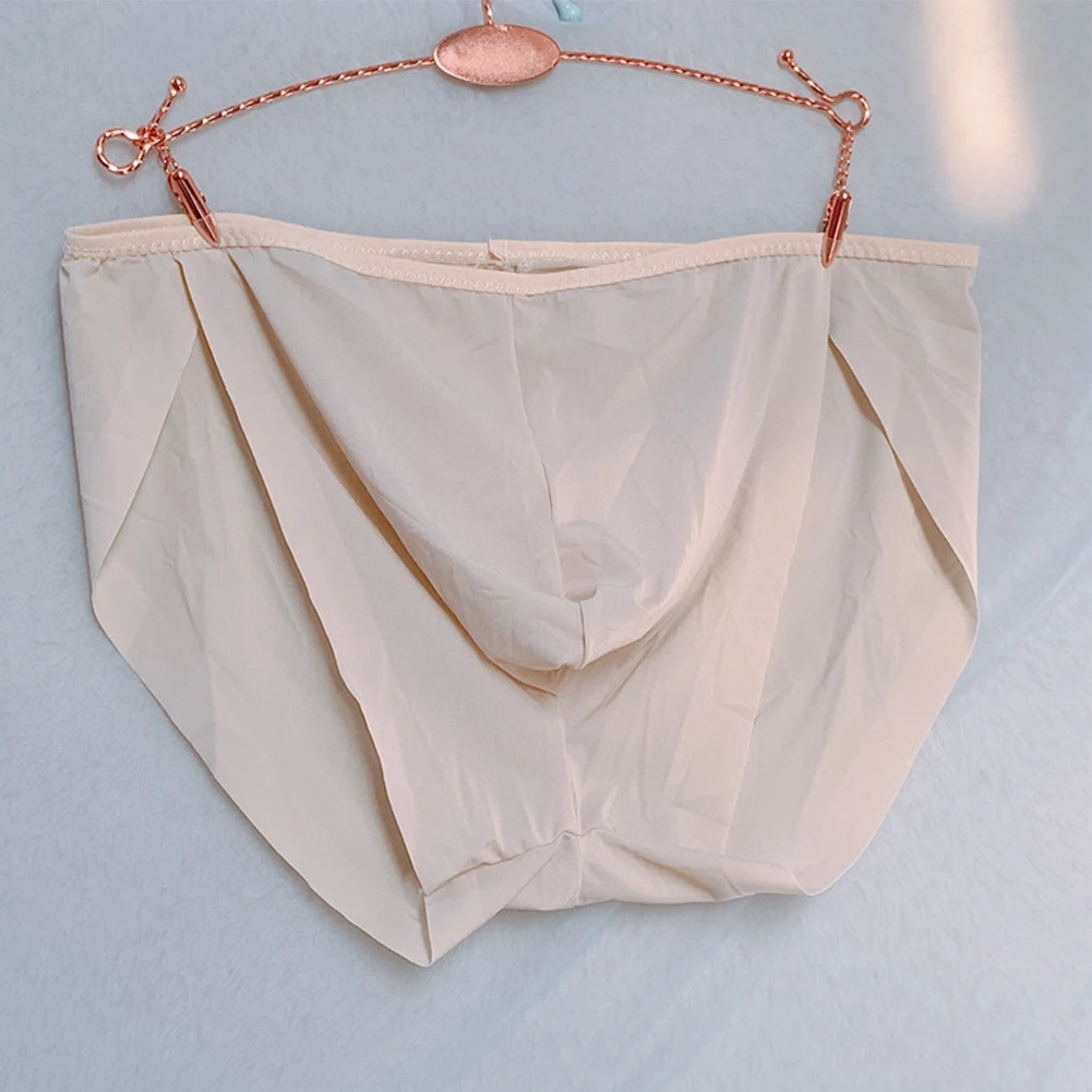 Мужское легкое нижнее белье, модные бесшовные трусы из ледяного шелка с низкой посадкой, нижнее белье, выпуклая сумка, трусики, нижнее белье, шорты