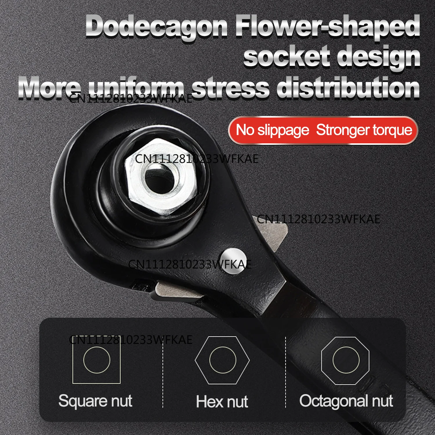 10-19mm Ratchet Wrench Socket Plum Blossom Multifunctional Pointed Tail Adjustable Sockets Adapter Hand Tools Wrenches