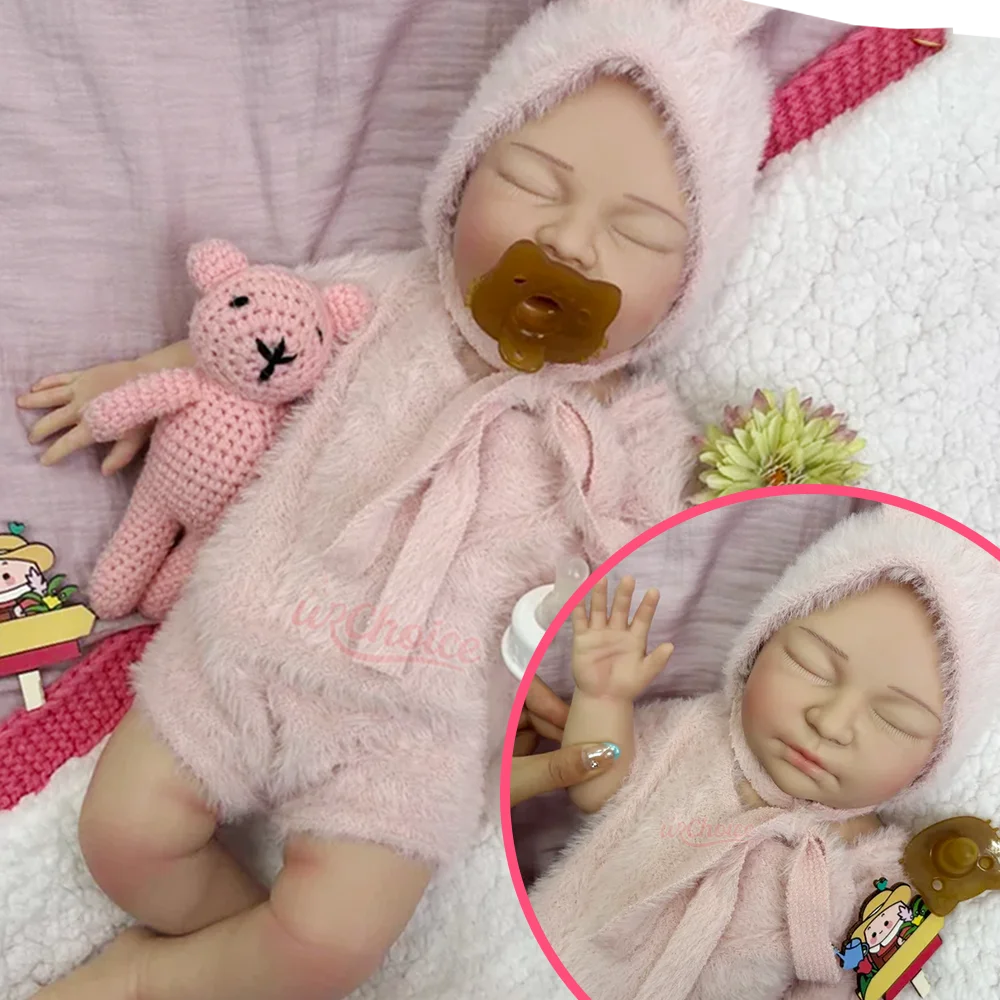 

22" Collectible Silicone Reborn Baby Girl Open Mouth Unpainted/Painted Newborn Doll Weighted Soft Doll For Reborn Art Collection