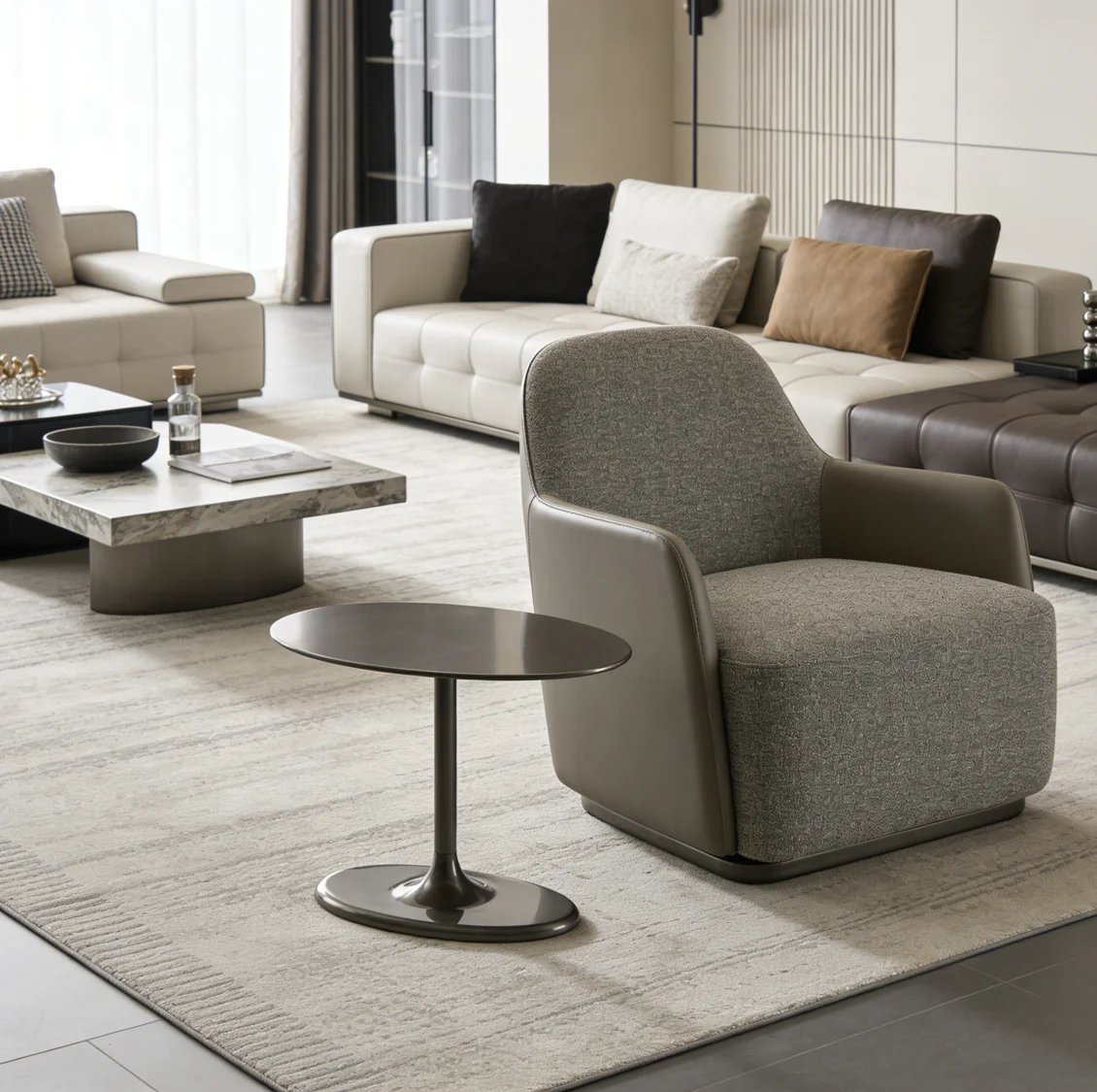 Sleek Minimalist Round Metal Side Table Elegant Space-Saving Versatile Modern Italian Style for Villa