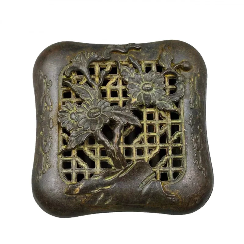 Antique collectible , copper with black patina, Ruyi incense burner, decorative item for stu