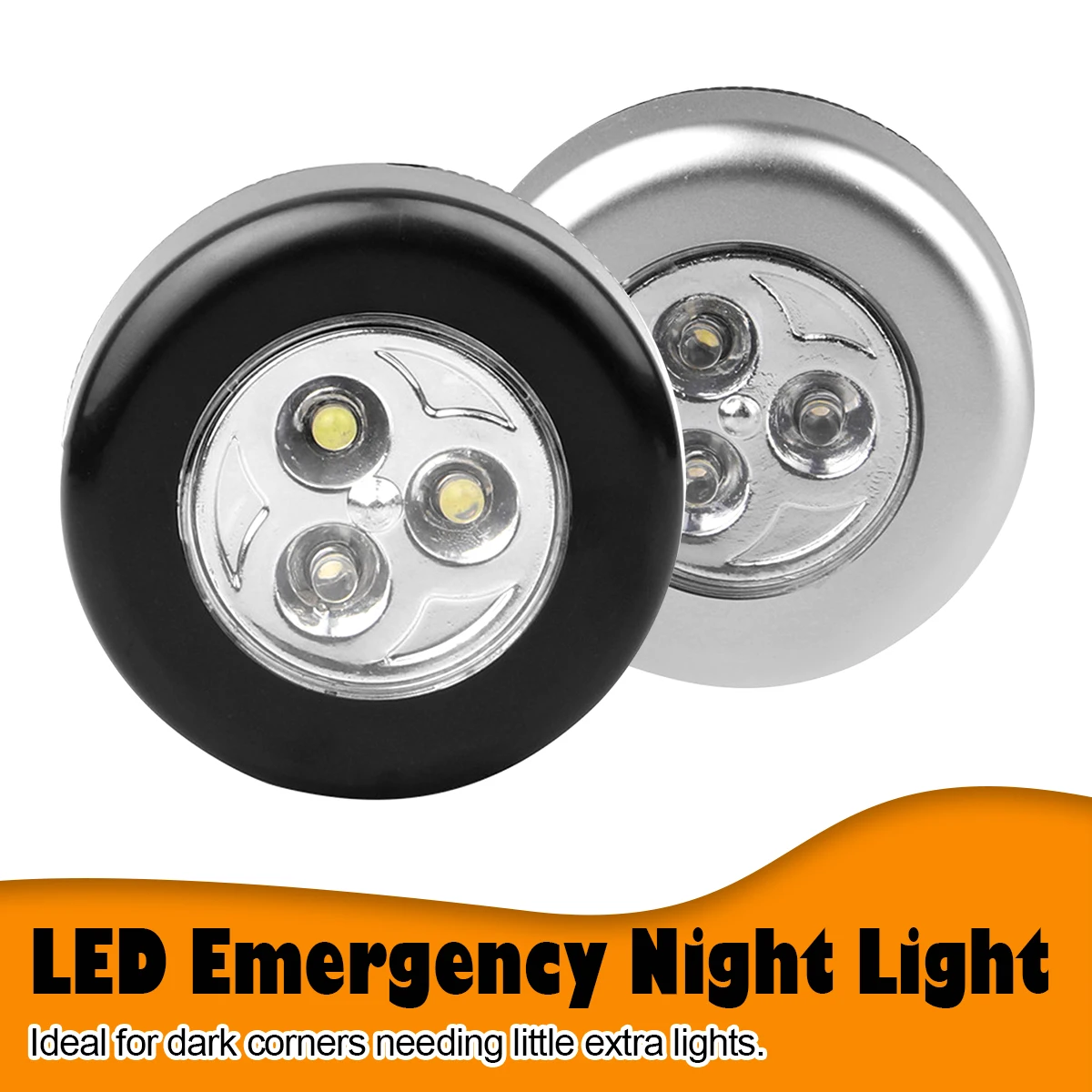 

Led Dormitory Bedside Night Light Touch-control Black/silver Aaa-battery Portable Magnetic Reading Suction Lights 3leds Mini Car