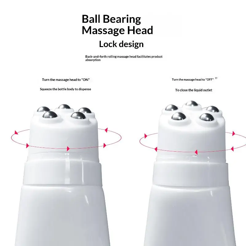 New 50/80g Five Stainless Steel Ball Massage Bottle Neck Cream Body Lotion Packaging Massage Cream Repeatable Plastic Container