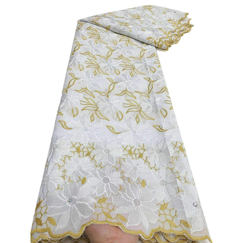 Swiss Voile Lace In Switzerland Nigerian African Dry Voile Lace Fabric 2025 High Quality Lace Tissu Dubai Cotton Lace For Dress