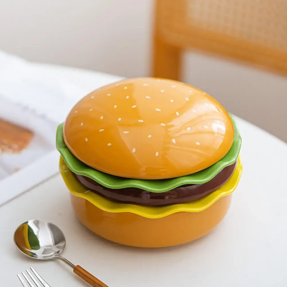 

Burger Shape Ceramic Dish Set 5-Piece Hamburger Ceramic Dish Set Multifunctional Snack Salad Plate Tableware Gift