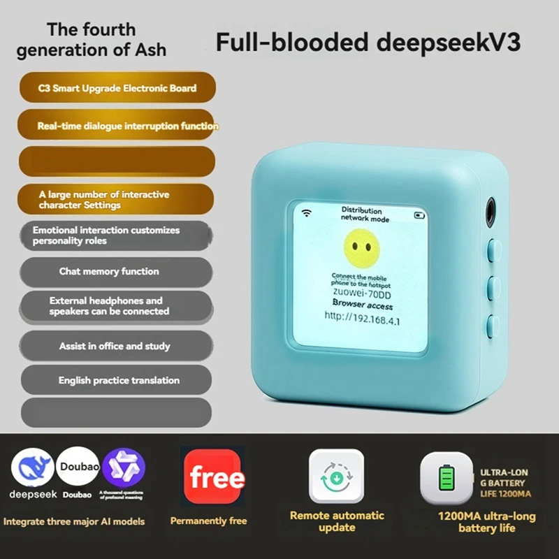 لـ DeepSeek AI Chat Robot AI Companion مع شاشة عرض LCD مقاس 1.54 بوصة تدعم 33 لغة إلكترونية للحيوانات الأليفة باللون الأزرق #1