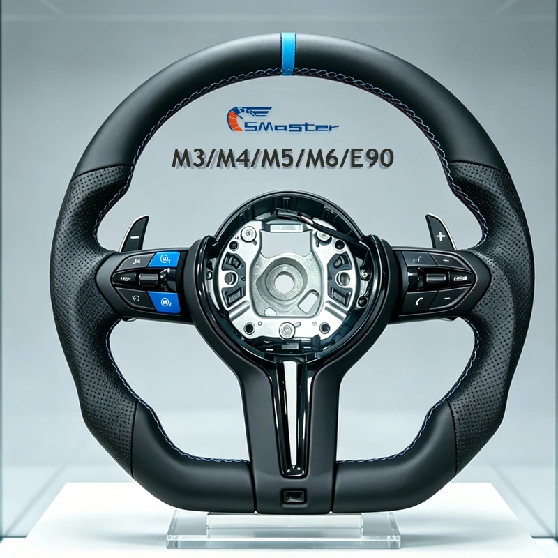 Half-Perforated Steering Wheel for BMW E90 E92 E70 F01 F10 F11 F15 F20 F22 F25 F30 F31 F35 F36 Flat Bottom M Sports with Paddle