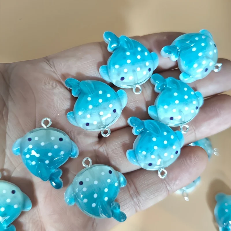 10Pcs Cartoon Marine Animal Shark Resin Charms Mini Ocean Pendants DIY Earring Keychain Jewelry Making Accessories