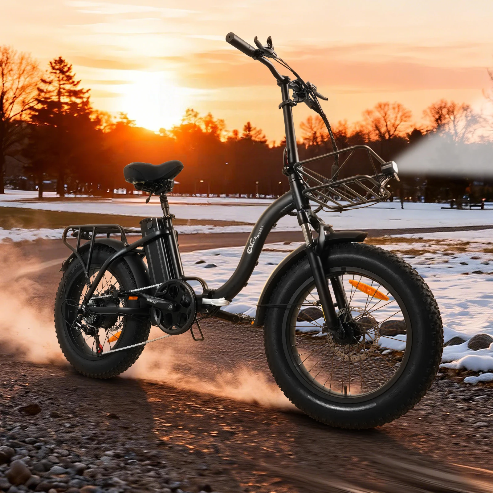 

Складной электрический велосипед CMACEWHEEL Y20, пиковая мощность 950 Вт, 48 В, 18 Ач, 20*4,0-дюймовые толстые шины, с передней корзиной