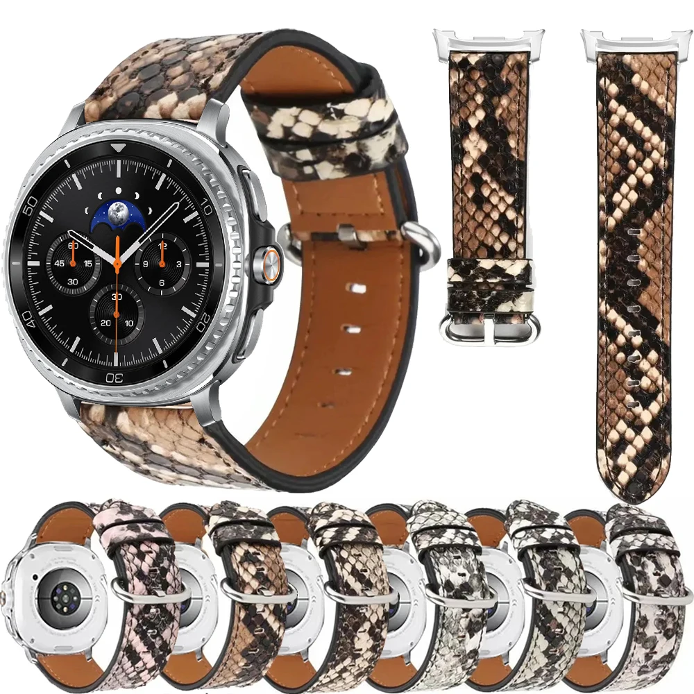 

Браслет для Samsung Galaxy Watch 8 classic, 46 мм, 40 мм, 44 мм, ремешок со змеиным узором, браслет из натуральной кожи, ремешки для часов