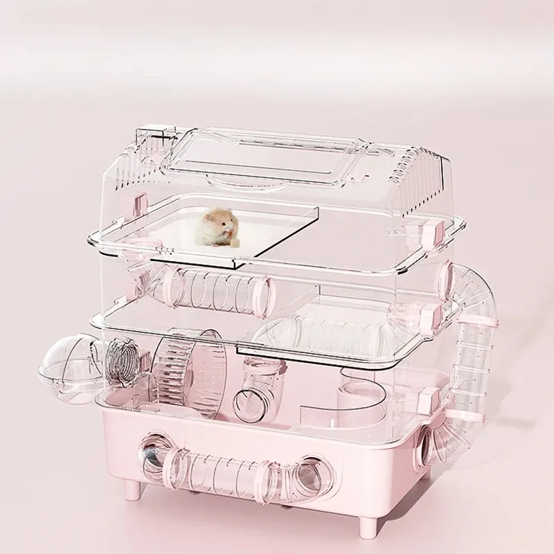 

hamster cage large luxury villa supplies three-layer acrylic panoramic transparent golden bear special nest
