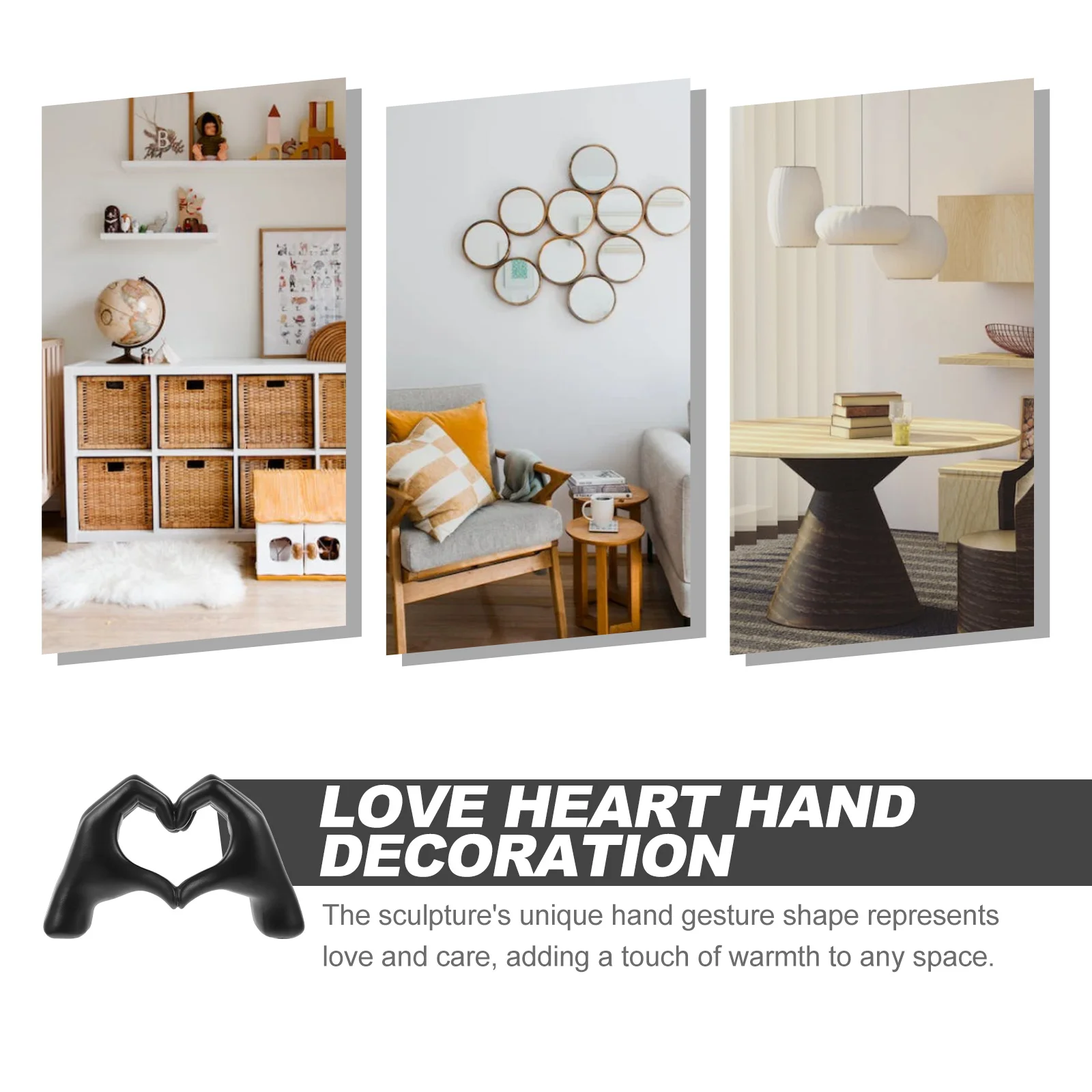 

Resin Heart Hand Statue Love Finger Gesture Ornament for Home Decoration Desktop Bookshelf Living Room Bedroom Decor Craft