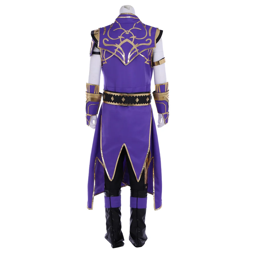 مورتال كومبات المطر تأثيري حلي الرجال الأرجواني المحارب موحدة مجموعة كاملة ملابس حفلات الهالوين كرنفال