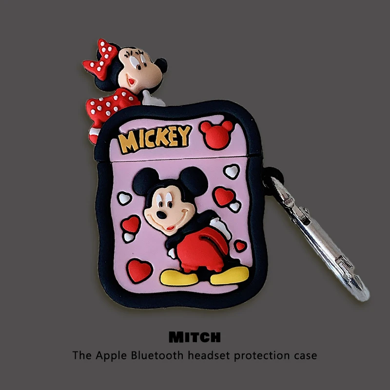 Case for Apple AirPods 1 2 3 Pro 2 Case 3D Disney Mickey Minnie Silicone Earphone Protective Cases Accessories Headphone Box