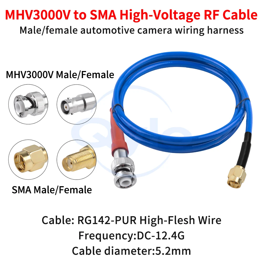 

3000V High-Voltage Connector to SMA High-Voltage Cable MHV to SMA Male/Female RG142-PUR High-Flex Cable (1 pcs)