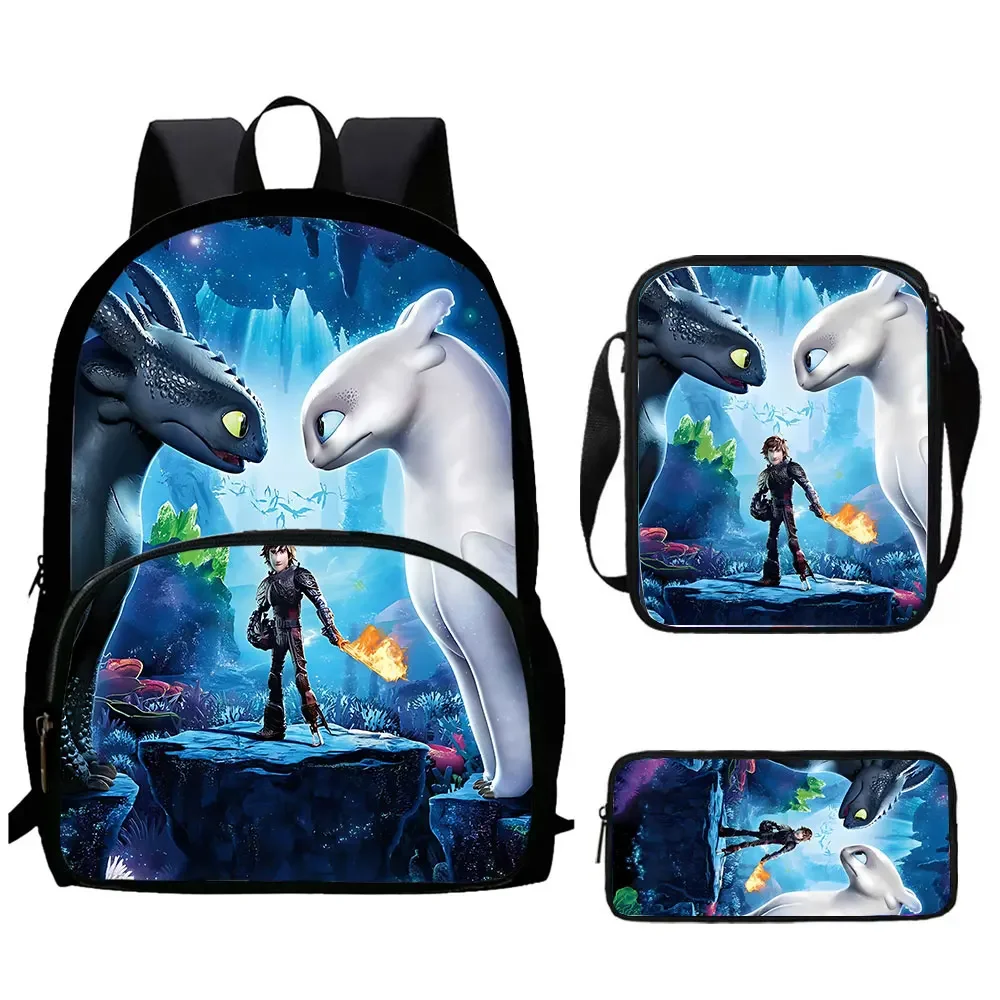 Cartoon How to T-Train Your D-Dragon Child Backpack,Shoulder Bag,Pencil Bag for 4-8 Years Old School Bag for BoyGirl,Best Gift