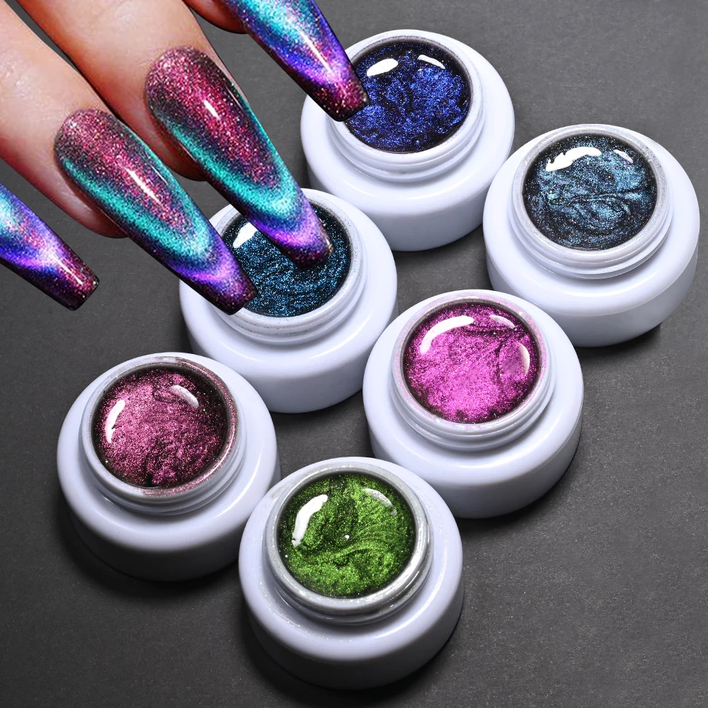 6 boxes/set Moonlight Gem Cat Eye Magnetic Gel Nail Polish Gradient Aurora Cat Eye Nails Art Polish Gel Varnish Manicure Glue #6