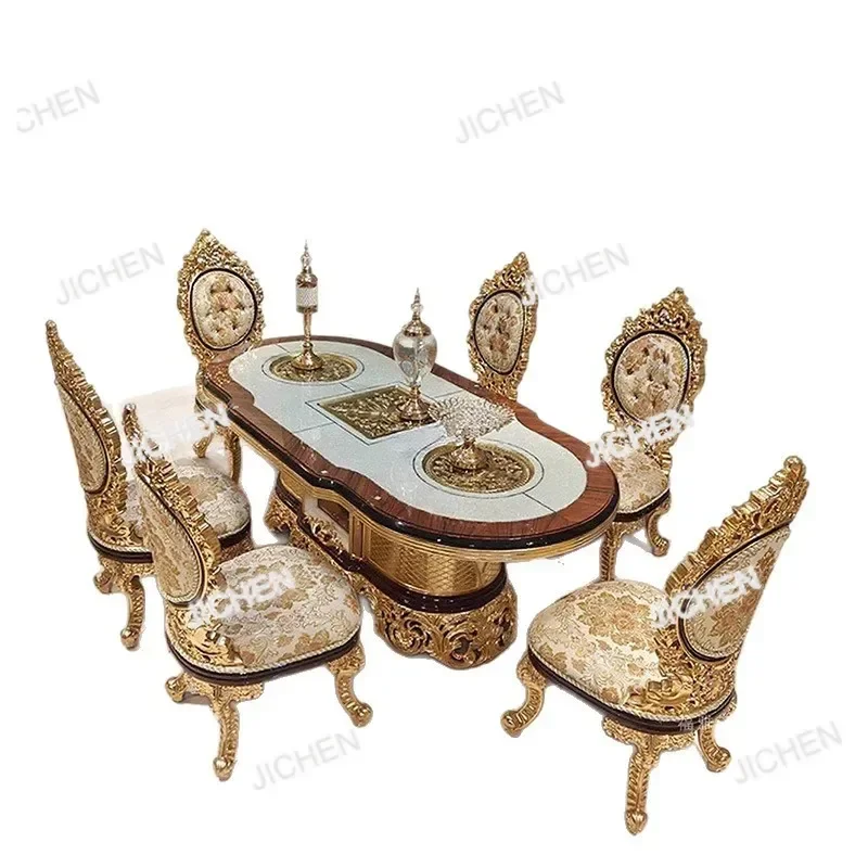 Комбинация обеденного стола и стула HZ French Court, обеденный стол в стиле вестерн, роскошный длинный обеденный стол высокого класса, 2,2 метра