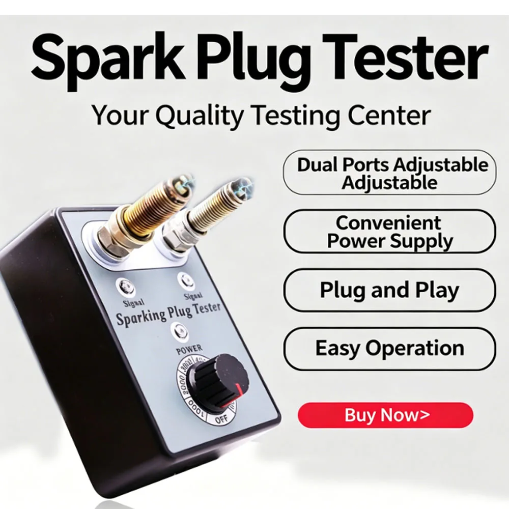 Car Spark Plug Tester Dual Hole Spark Jump Test Bench Ignition Diagnostic Tool Automotive Spark Plug Analyzer for 12V Vehicle