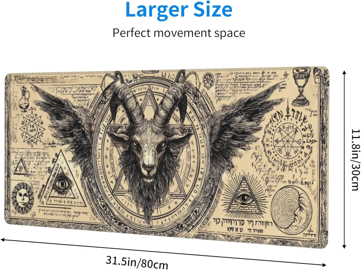 لوحة ماوس ألعاب ممتدة ذات طابع جمجمة - حصيرة مكتب كبيرة مقاس XL مع حواف مخيطة للاعبين والمكتب المنزلي #3