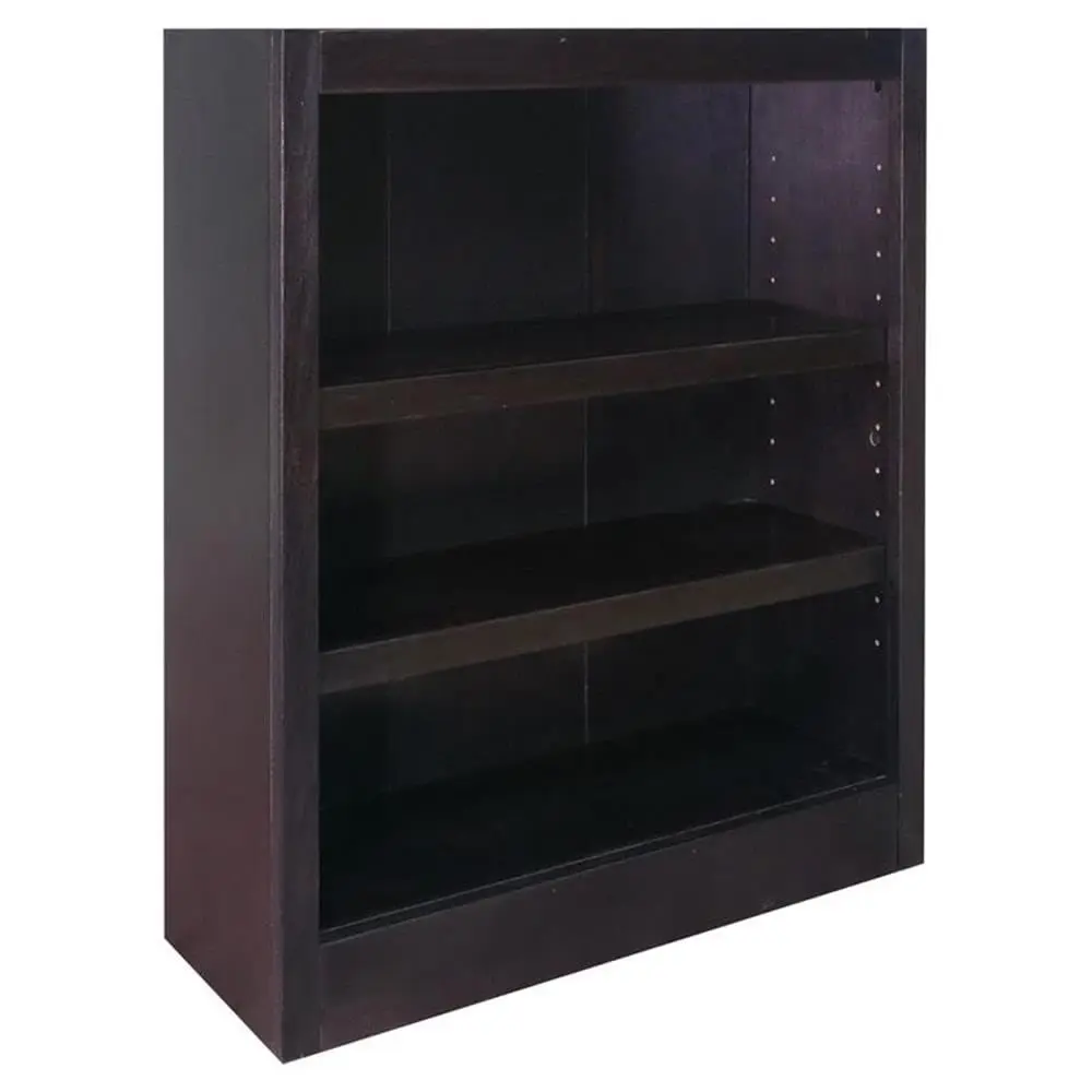 Traditional 3-Shelf Wood Bookcase, Espresso, Veneer & Molding, 30.5
