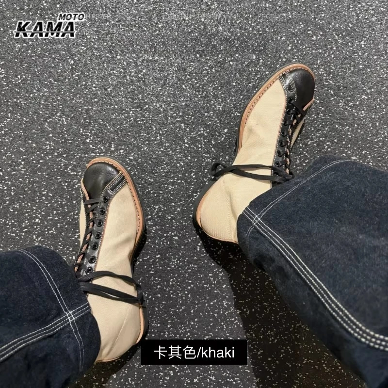 

Мужские рабочие ботинки в стиле ретро-американский орт, ручной работы, из канваса, для бокса и работы, прочные, легкие, на резиновой подошве, высокие, на шнуровке