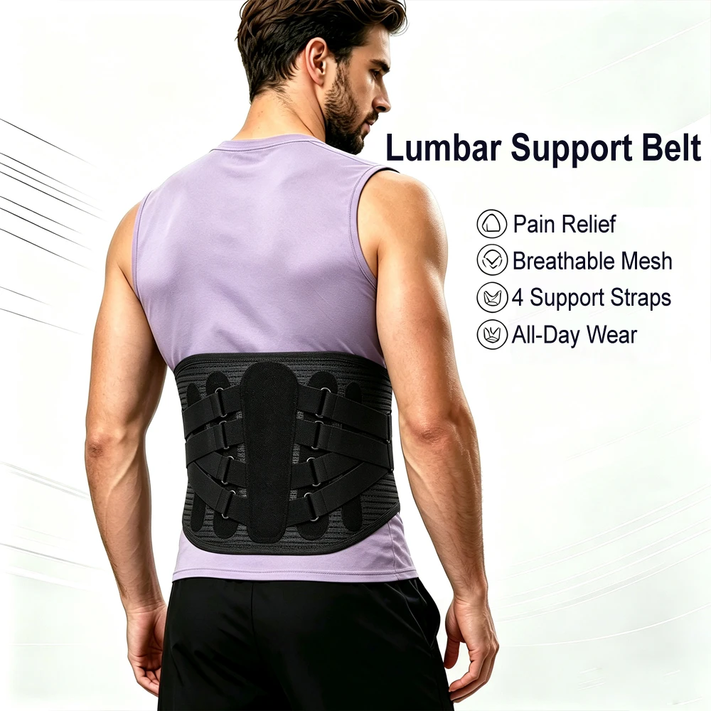 Lumbar Brace Back Support Belt for Sciatica & Herniated Disc Pain Relief Corrects Posture Ideal for Long Hours Sitting