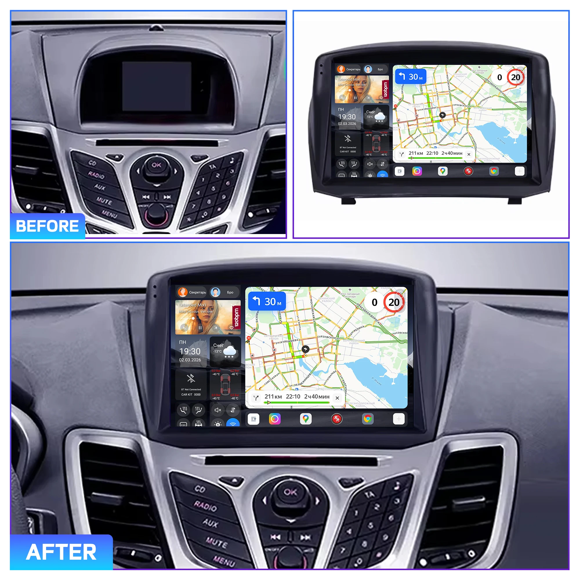 Redpower Katana 120W X 6CH Android Car Radio Player Screen for Ford Fiesta Mk 6 2008 - 2019 CarPlay Bluetooth Hi-Fi
